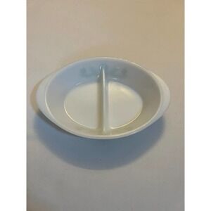 MILK Glass Baking Dish Green Daisy Pattern by Glasbake